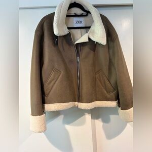 Zara Faux Shearling Aviator Jacket NWOT